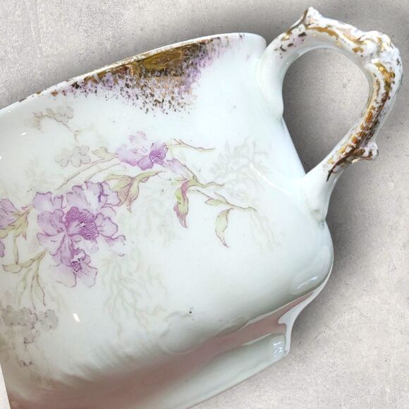 Antique Haviland Limoges Teacup Noritake Saucer Violet Floral Gold Rim Iridescen - Picture 5 of 15